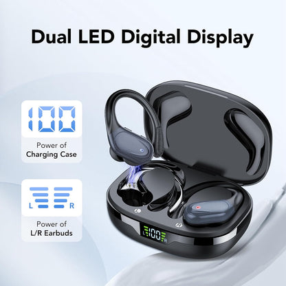 VPRYN Wireless Earbuds Bluetooth 5.3 Headphones 60hrs Playtime with Digital Display Sports Wireless Headphones with Earhook Deep Bass IPX7 Waterproof Over-Ear Earbuds for Android iOS Workout