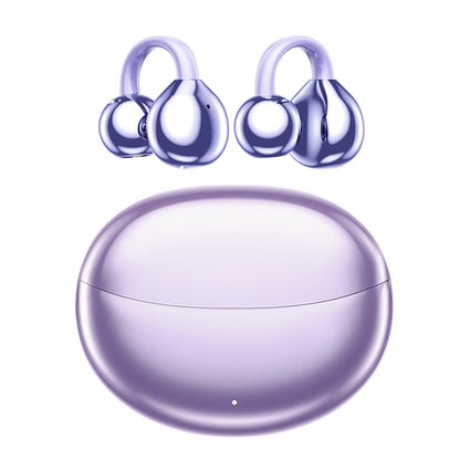 Aptkdoe Clip on Earbuds Bluetooth 5.4, Open Ear earbuds Wireless with Mic, Lightweight Comfort, Small-Ear Friendly Bluetooth Earbuds, 60H Sport Ear Buds, IP7 Waterproof Noise Cancelling Headphones, Purple