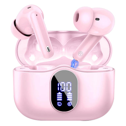 Aptkdoe Wireless Earbuds, Bluetooth 5.4 Headphones Bass Stereo, Ear Buds with Noise Cancelling Mic LED Display, 36H Playtime in Ear Earphones, IP7 Waterproof Sport Headset for Android iOS