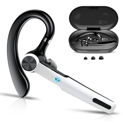 Aptkdoe Bluetooth Headset, Single-Ear Bluetooth Earpiece with ENC Mic with HiFi Stereo Sound, 72 Hours Talking Time Wireless Headset V5.3 with 400mAh Charging Case for iOS Android Cell Phones, White
