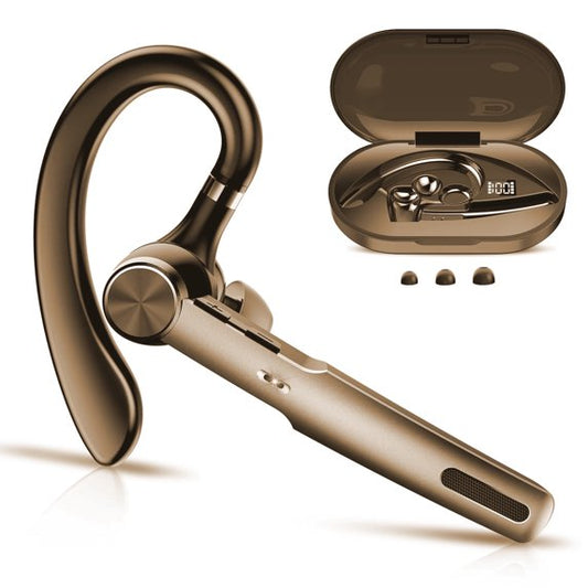 Aptkdoe Bluetooth Headset, Single-Ear Bluetooth Earpiece with ENC Mic with HiFi Stereo Sound, 72 Hours Talking Time Wireless Headset V5.3 with 400mAh Charging Case for iOS Android Cell Phones, Brown