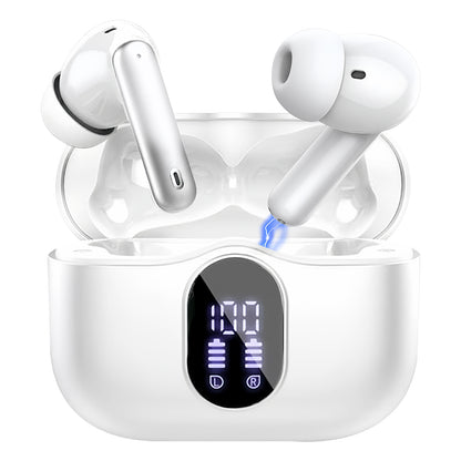 Aptkdoe Wireless Earbuds, Bluetooth 5.4 Headphones Bass Stereo, Ear Buds with Noise Cancelling Mic LED Display, 36H Playtime in Ear Earphones, IP7 Waterproof Sport Headset for Android iOS