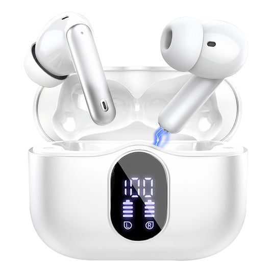 Aptkdoe Wireless Earbuds, Bluetooth 5.4 Headphones Bass Stereo, Ear Buds with Noise Cancelling Mic LED Display, 36H Playtime in Ear Earphones, IP7 Waterproof Sport Headset for Android iOS