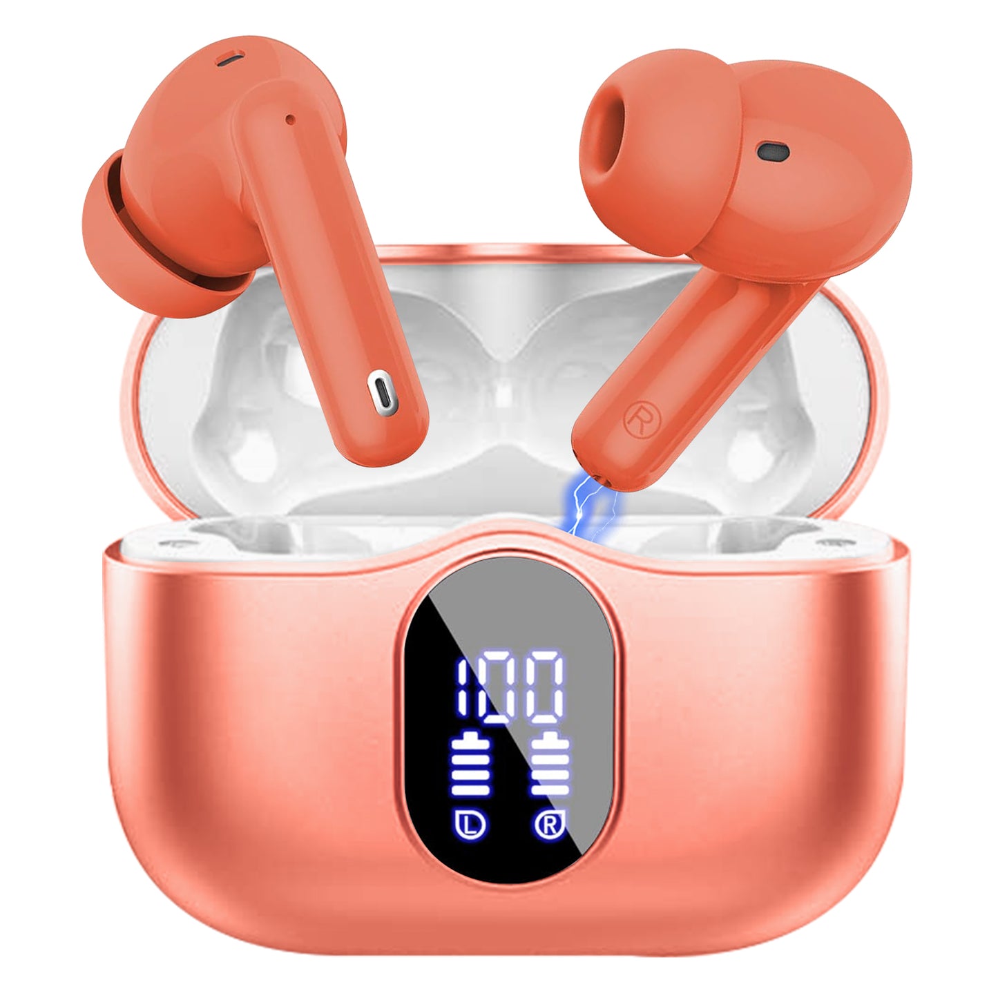 Aptkdoe Wireless Earbuds, Bluetooth 5.4 Headphones Bass Stereo, Ear Buds with Noise Cancelling Mic LED Display, 36H Playtime in Ear Earphones, IP7 Waterproof Sport Headset for Android iOS