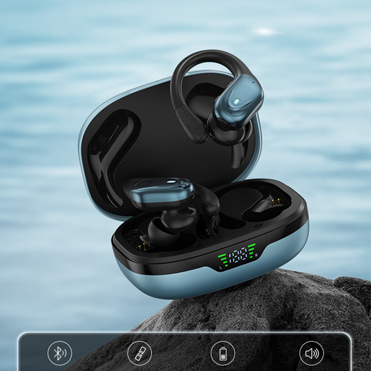 DRADZK Wireless Earbuds Bluetooth 5.3 Headphones 60hrs Playtime with Digital Display Sports Wireless Headphones with Earhook Deep Bass IPX7 Waterproof Over-Ear Earbuds for Android iOS Workout