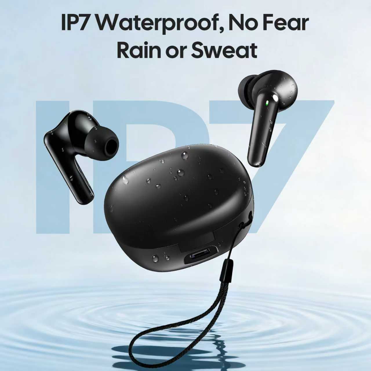 RSPK Wireless Earbuds, Bluetooth 5.4 Headphones HiFi Stereo, Bluetooth Earbuds with ENC Noise Cancelling Mic,48H, IP7 Waterproof Wireless headsets for smartphones, LED Display Ear buds for Workout Sport, Black