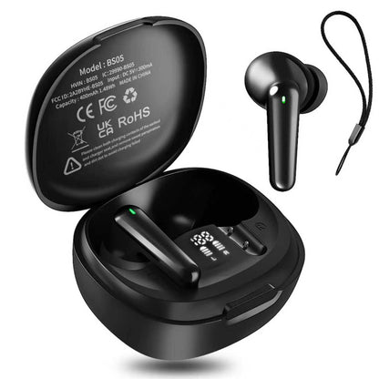 RSPK Wireless Earbuds, Bluetooth 5.4 Headphones HiFi Stereo, Bluetooth Earbuds with ENC Noise Cancelling Mic,48H, IP7 Waterproof Wireless headsets for smartphones, LED Display Ear buds for Workout Sport, Black