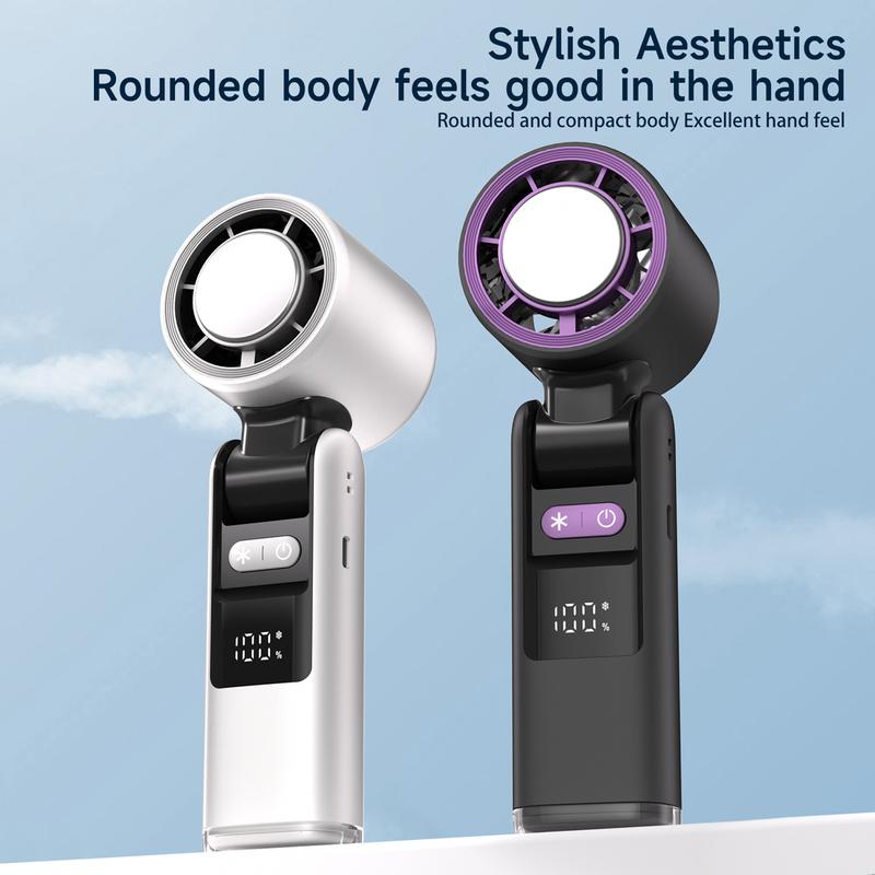 Tesnour Portable Handheld TurboFan, 3 IN 1 Mini Hand Fan with 4000mAh Battery Operated, Upto 10 Working Hours, 5 Gear Wind, Rechargeable with Air Turbo Tech Cooling Fan for Travel/Outdoor/Home/Offic