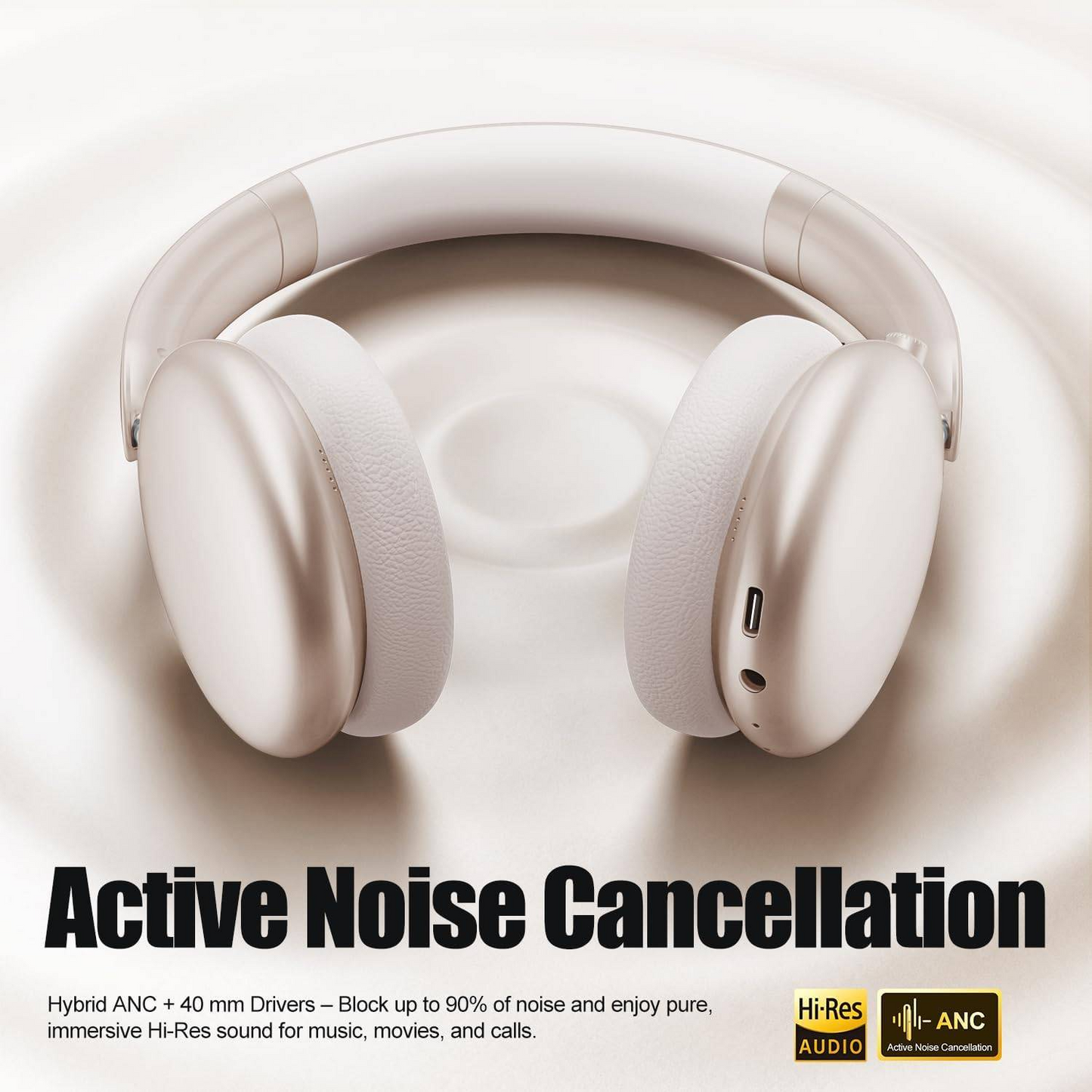 Ailith Noise Cancelling Headphones,58H Playtime and 5 EQ Music Modes Wireless Over Ear Bluetooth Headphones with Microphone,Lossless Audio,Multipoint Connection,Foldable,Lightweight