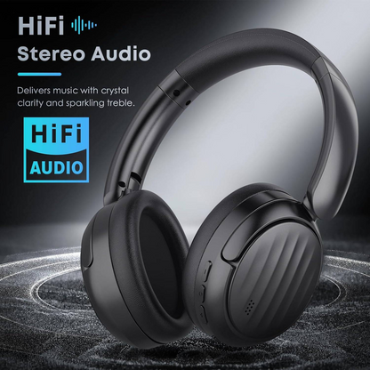 VOTAZIB Bluetooth Headphones with Active Noise Cancelling (ANC), Wireless Over Ear Bluetooth Headsets with 35H Playtime, HiFi Stereo Foldable Headphones with Foam Ear Cups for Sports, Travel, Black