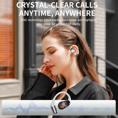 Aptkdoe Open Ear Earbuds, Bluetooth 5.4 Wireless Earphones, 48H Playtime, ENC Microphone Clear Talk, with Earhooks And LED Power Display the Waterproof Headphones, Ideal for Fitness, Travel