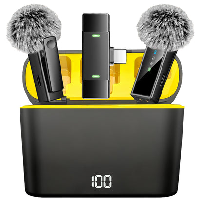 Btootos J68 Wireless Microphone for Android, Lavalier Microphones, noise cancelling mic mini for Clear Recording, 2 USB-C Mic for YouTube, Podcast, Vlogging, ASMR