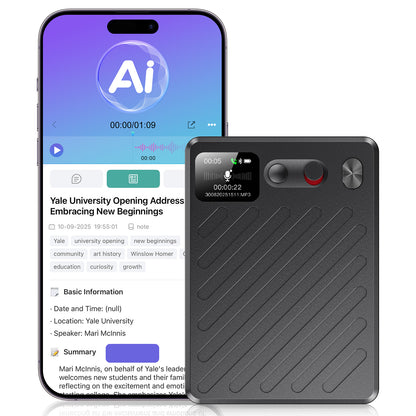 Btootos High-Definition Smart Voice Recorder - Bluetooth V5.4, Long Battery Life, Real-Time Translation, Multifunctional Recording Device