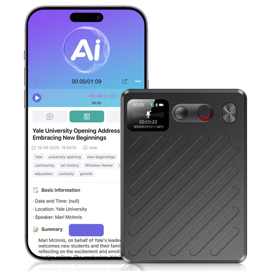 Btootos AI Voice Recorder, Real-Time Transcribe & Summarize, Real time translation of audio and video, Noise Cancellation Technology, 132 Languages, 100H Continious Record, for Meetings, Lectures, Calls 64GB