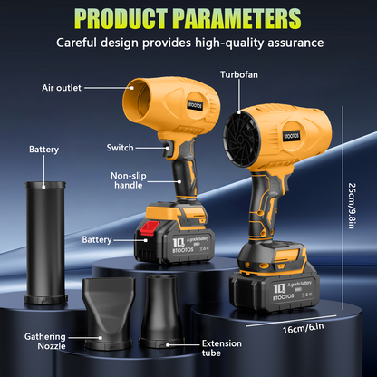 BTOOTOS Cordless Leaf Blower, Powerful Handheld Electric Blower with 2×2.0Ah Batteries&Charger, 600,000 RPM, Extended Nozzle, Lightweight Leaf Blowers for Patio, Leaves, Lawn, Yard, Dust, Snow, Car Cleaning