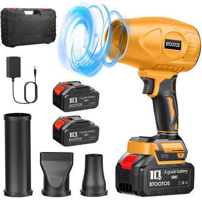 BTOOTOS Cordless Leaf Blower, Powerful Handheld Electric Blower with 2×2.0Ah Batteries&Charger, 600,000 RPM, Extended Nozzle, Lightweight Leaf Blowers for Patio, Leaves, Lawn, Yard, Dust, Snow, Car Cleaning
