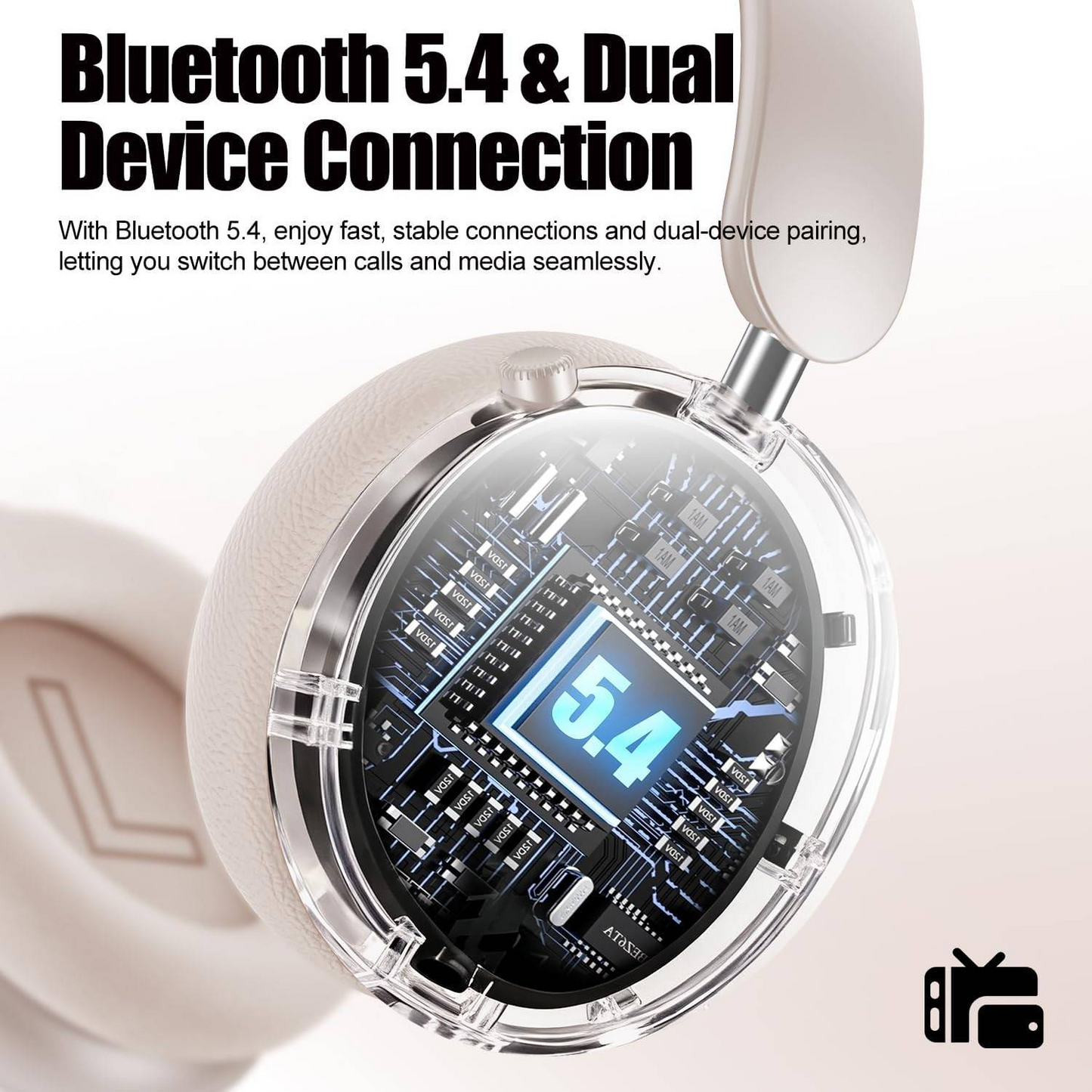 Ailith Noise Cancelling Headphones,58H Playtime and 5 EQ Music Modes Wireless Over Ear Bluetooth Headphones with Microphone,Lossless Audio,Multipoint Connection,Foldable,Lightweight