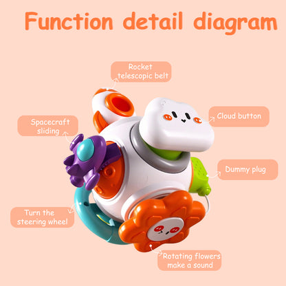QXQ Montessori Toddler Toys for 1-3, 6 in 1 Travel Activities Busy Board Cube, Baby Sensory Toys for 6-12 18 Months Baby Gifts, One 2 3 Year Old Infant Boys Girls Educational Learning Toys (Rocket)