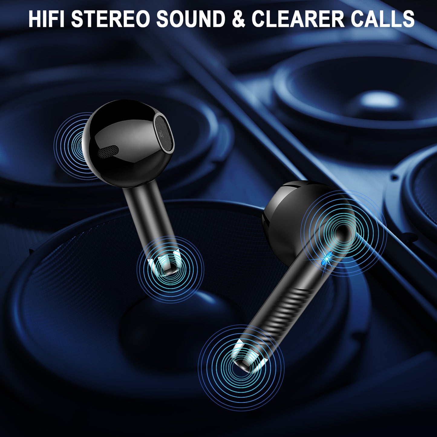 Jxrev Wireless Earbuds, Bluetooth 5.4 Headphones HiFi Stereo, 2025 Wireless Earphones with 4 ENC Noise Cancelling Mics, 40H Playtime Ear Buds with LED Display, IP7 Waterproof Bluetooth Earbuds USB-C Charge