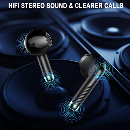 Jxrev Wireless Earbuds, Bluetooth 5.4 Headphones HiFi Stereo, 2025 Wireless Earphones with 4 ENC Noise Cancelling Mics, 40H Playtime Ear Buds with LED Display, IP7 Waterproof Bluetooth Earbuds USB-C Charge