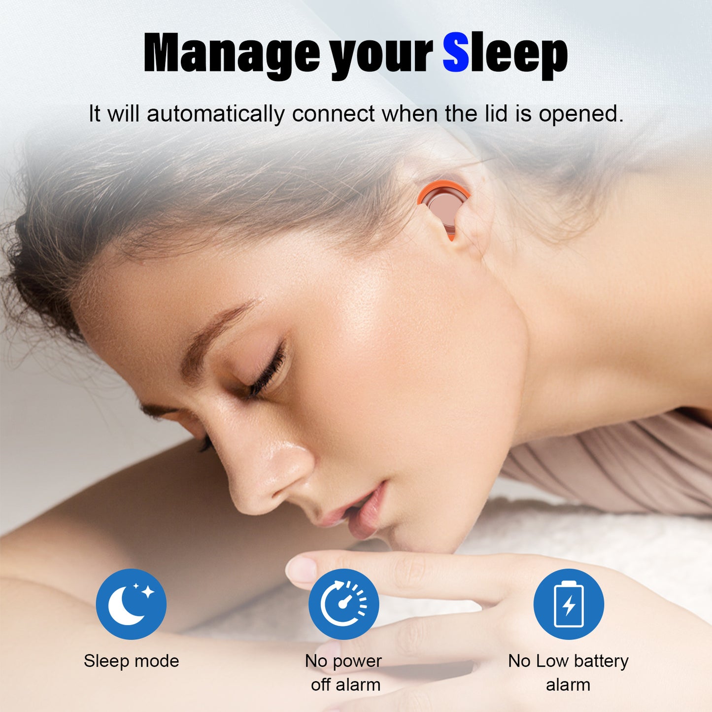 Aptkdoe Sleep Earbuds, Noise Cancelling Wireless Ear buds for Side Sleepers, Bluetooth 5.4 in Ear Light-Weight Mini Headphones, 47H Playtime Clear Calls Earphones for Sleeping, Exercising, Working, Hiking