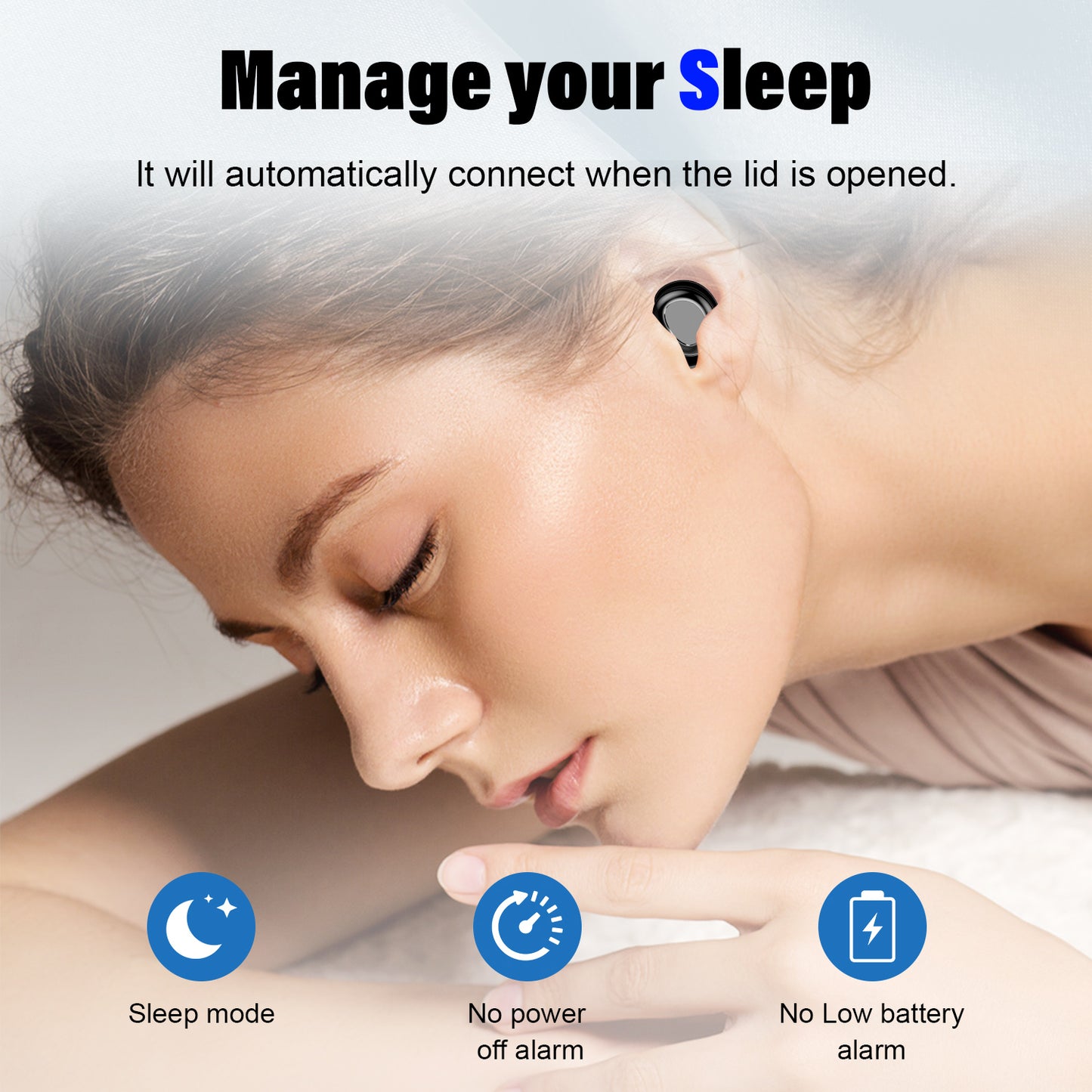 Aptkdoe Sleep Earbuds, Noise Cancelling Wireless Ear buds for Side Sleepers, Bluetooth 5.4 in Ear Light-Weight Mini Headphones, 47H Playtime Clear Calls Earphones for Sleeping, Exercise, Working, Hiking