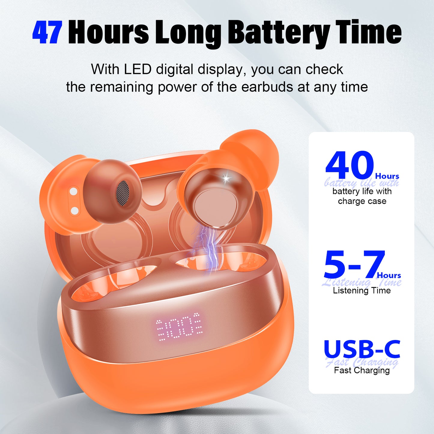 Aptkdoe Sleep Earbuds, Noise Cancelling Wireless Ear buds for Side Sleepers, Bluetooth 5.4 in Ear Light-Weight Mini Headphones, 47H Playtime Clear Calls Earphones for Sleeping, Exercising, Working, Hiking