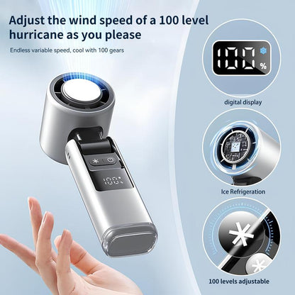 Tesnour Portable Handheld TurboFan, 3 IN 1 Mini Hand Fan with 4000mAh Battery Operated, Upto 10 Working Hours, 5 Gear Wind, Rechargeable with Air Turbo Tech Cooling Fan for Travel/Outdoor/Home/Offic