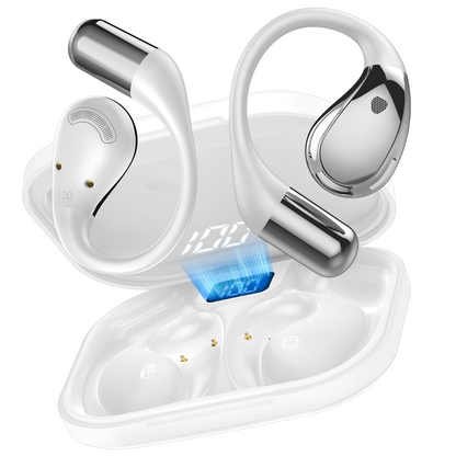Aptkdoe Open Ear Earbuds, Bluetooth 5.4 Wireless Earphones, 48H Playtime, ENC Microphone Clear Talk, with Earhooks And LED Power Display the Waterproof Headphones, Ideal for Fitness, Travel