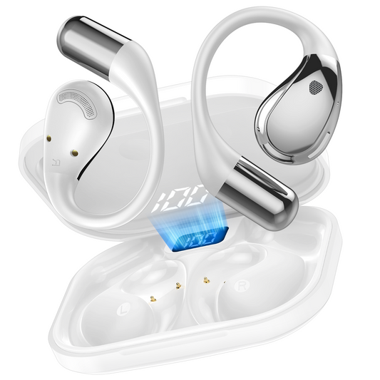 Aptkdoe Open Ear Earbuds, Bluetooth 5.4 Wireless Earphones, 48H Playtime, ENC Microphone Clear Talk, with Earhooks And LED Power Display the Waterproof Headphones, Ideal for Fitness, Travel