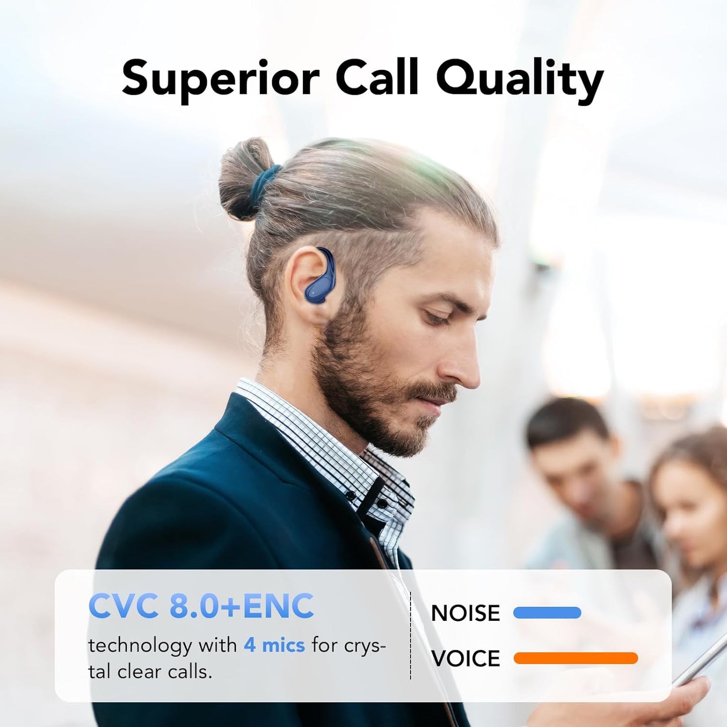 PHCAL Wireless Earbuds Bluetooth 5.3 Headphones 60hrs Playtime with Digital Display Sports Wireless Headphones with Earhook Deep Bass IPX7 Waterproof Over-Ear Earbuds for Android iOS Workout