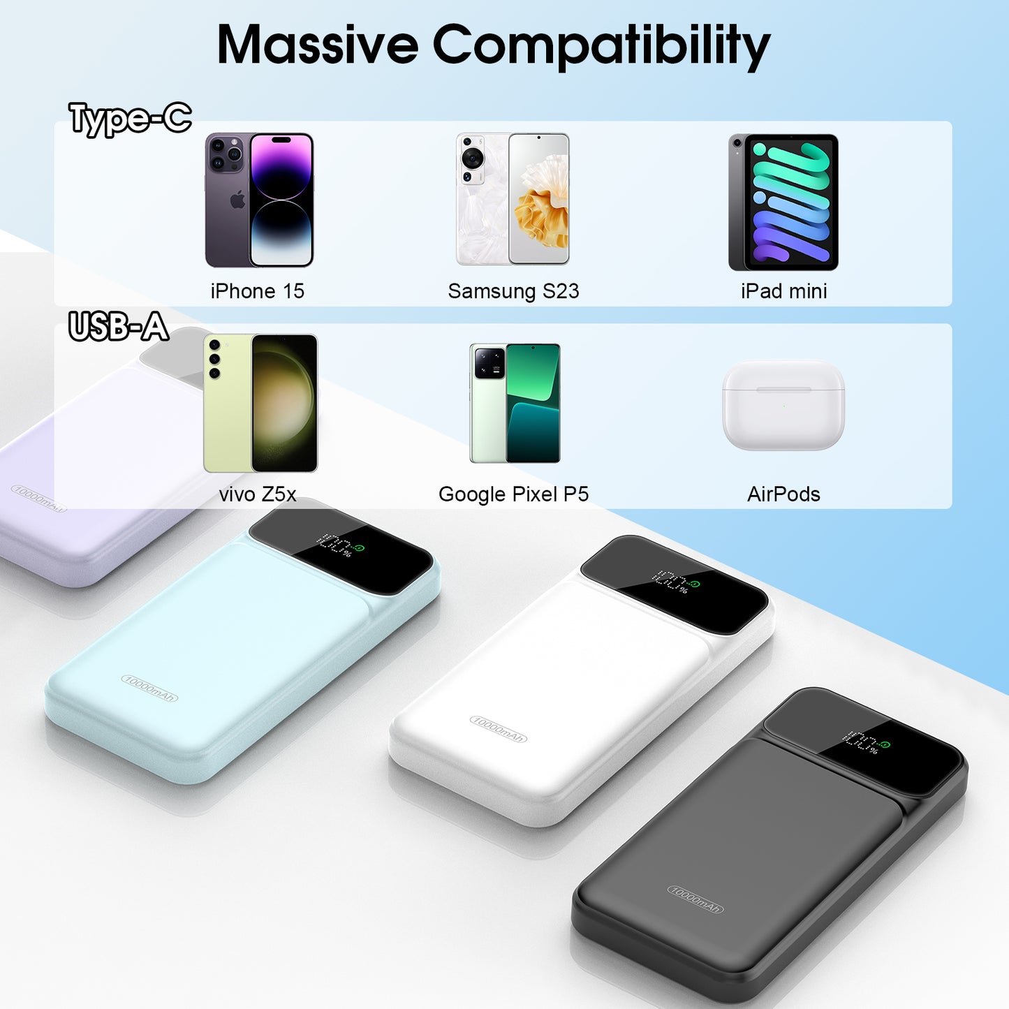 Btootos Portable Charger 10000mAh Power Bank with PD 22.5w Fast Charging, USB C in&out External Battery Pack, Portable Cell Phone Charger for iPhone 16 15 14 /Pro/Pro Max/Plus Samsung S23 S22 Android Phone