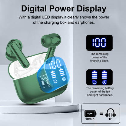 Aptkdoe Wireless Earbuds, Bluetooth 5.4 Headphones Bass Stereo, Ear Buds with Noise Cancelling Mic LED Display, 36H Playtime in Ear Earphones, IP7 Waterproof Sport Headset for Android iOS