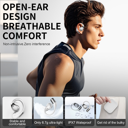 Aptkdoe Open Ear Earbuds, Bluetooth 5.4 Wireless Earphones, 48H Playtime, ENC Microphone Clear Talk, with Earhooks And LED Power Display the Waterproof Headphones, Ideal for Fitness, Travel