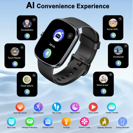 Btootos AI Smart Watch for Women Men 1.91" HD Touch Screen with Dual-Mode Smart Bluetooth Call and Voice Assistant 100+ Sport Modes IPX7 Waterproof Fitness Watch for Android/iPhone