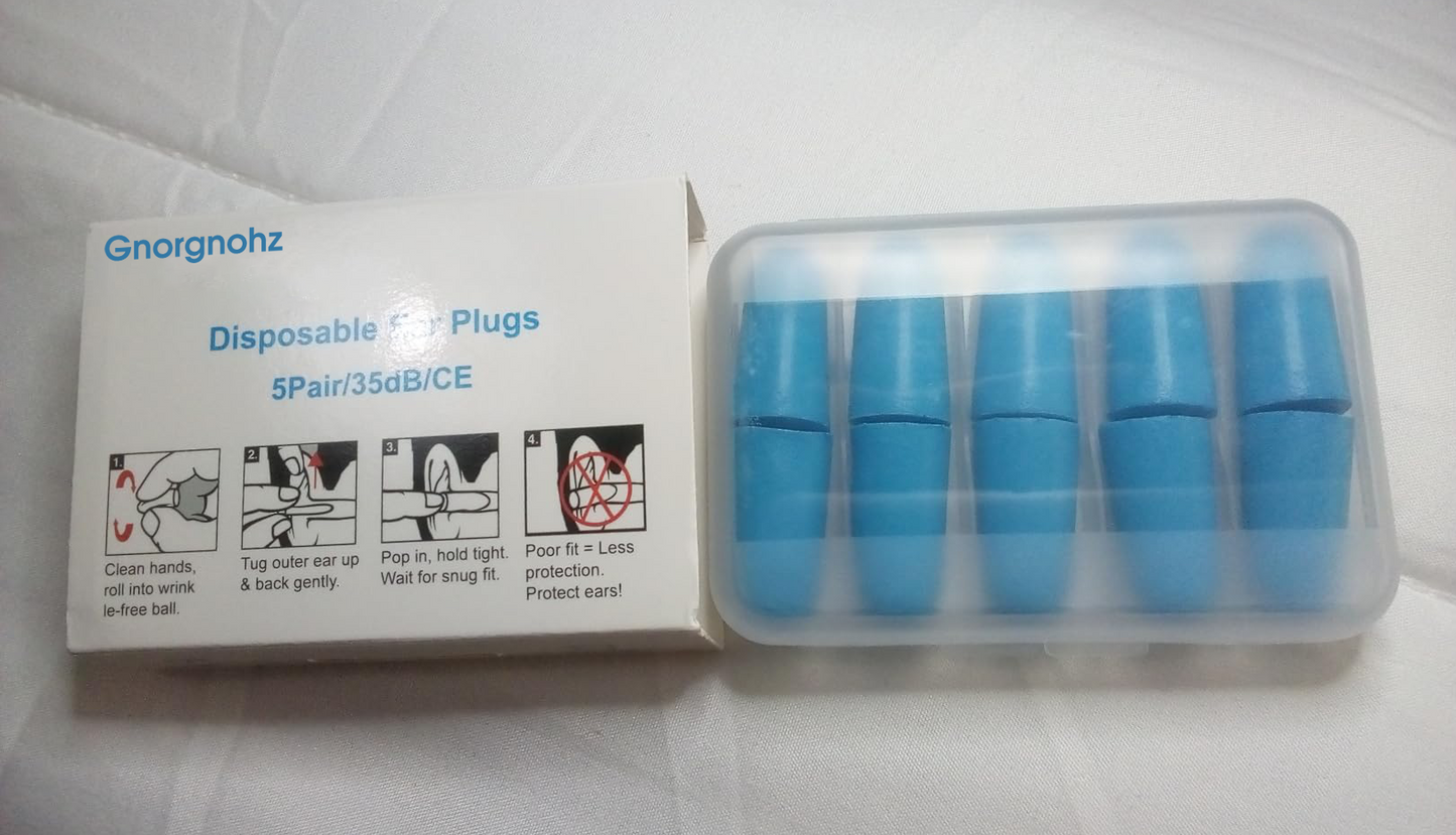 Gnorgnohz  Soft Ear Plugs, 5 Pairs SNR 35 dB Noise Cancelling Noise Protection Ear Plugs for Night Aeroplane Travel Festival Work Study, Noise Cancelling Ear Plug