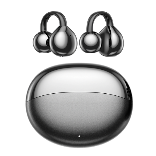 Aptkdoe Clip on Earbuds Bluetooth 5.4, Open Ear earbuds Wireless with Mic, Lightweight Comfort, Small-Ear Friendly Bluetooth Earbuds, 60H Sport Ear Buds, IP7 Waterproof Noise Cancelling Headphones, Black