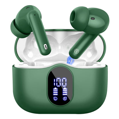 Aptkdoe Wireless Earbuds, Bluetooth 5.4 Headphones Bass Stereo, Ear Buds with Noise Cancelling Mic LED Display, 36H Playtime in Ear Earphones, IP7 Waterproof Sport Headset for Android iOS