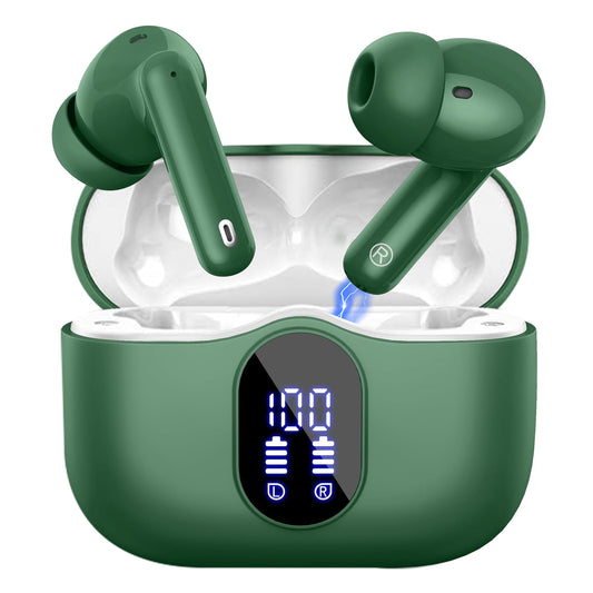 Aptkdoe Wireless Earbuds, Bluetooth 5.4 Headphones Bass Stereo, Ear Buds with Noise Cancelling Mic LED Display, 36H Playtime in Ear Earphones, IP7 Waterproof Sport Headset for Android iOS