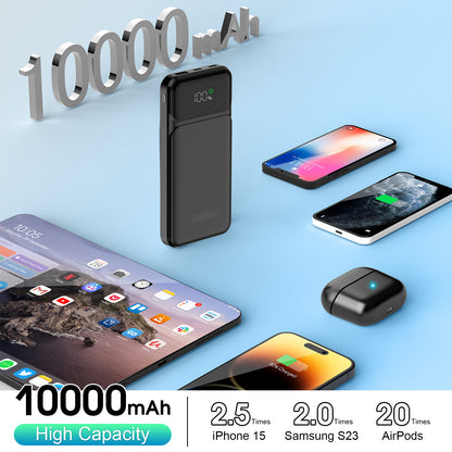 Btootos Portable Charger 10000mAh Power Bank with PD 22.5w Fast Charging, USB C in&out External Battery Pack, Portable Cell Phone Charger for iPhone 16 15 14 /Pro/Pro Max/Plus Samsung S23 S22 Android Phone