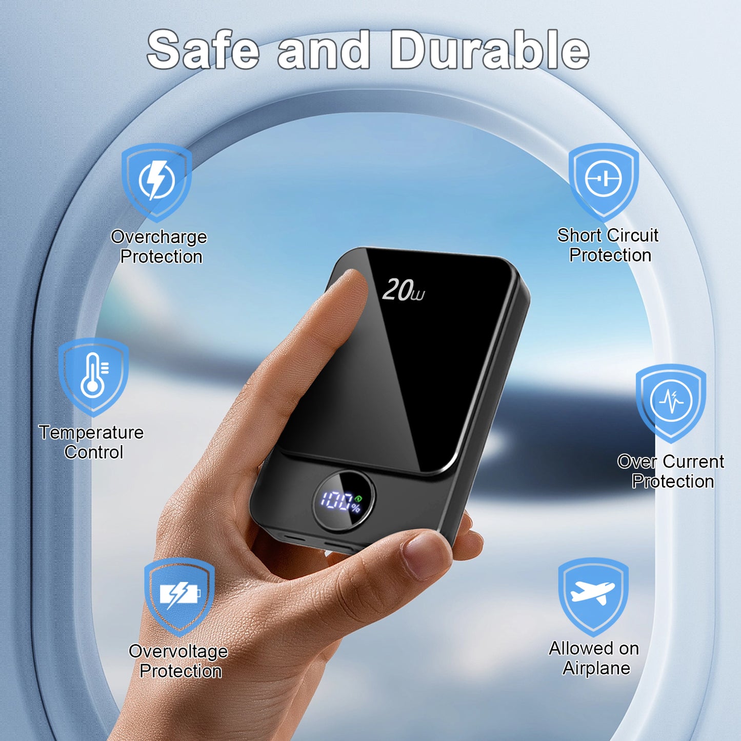Btootos Magnetic Wireless Portable Charger, 10000mAh Power Bank with PD20w Fast Charging, USB C in&Out Battery Pack, Compatible with Mag-Safe for iPhone 16/15/14/13/12 Series, Samsung, Android, and More