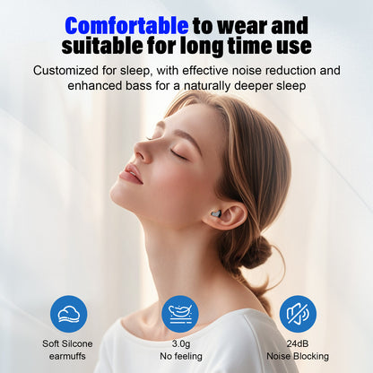Aptkdoe Sleep Earbuds, Noise Cancelling Wireless Ear buds for Side Sleepers, Bluetooth 5.4 in Ear Light-Weight Mini Headphones, 47H Playtime Clear Calls Earphones for Sleeping, Exercise, Working, Hiking