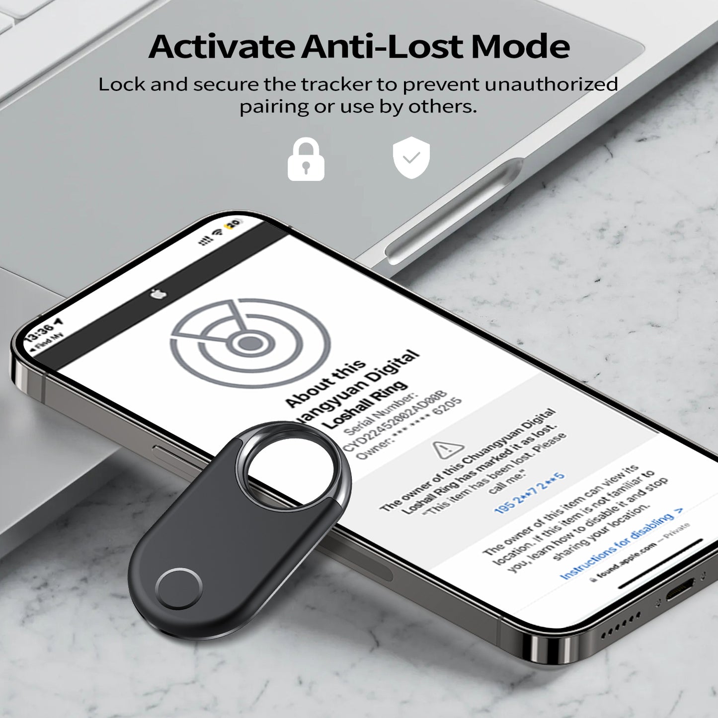Aptkdoe Bluetooth Tracker, Smart GPS Locator Tracking Device, Item Finder for Keys, Wallet, Luggage, Pets, Use with Phones and Tablets Android or Later, Black