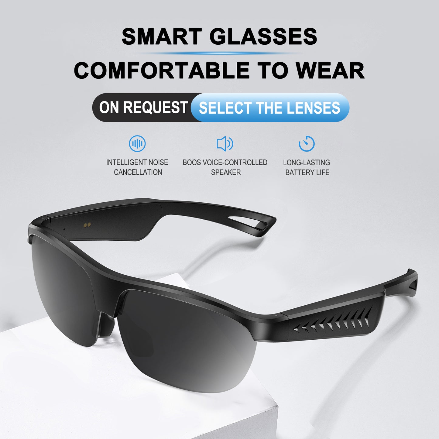 Aptkdoe Smart Glasses, Bluetooth 5.4 Glasses with Built-in Mic & Open Ear Speakers, IP68 Waterproof Wireless Glasses with Voice Assistant Compatible for IOS/Android, Unisex