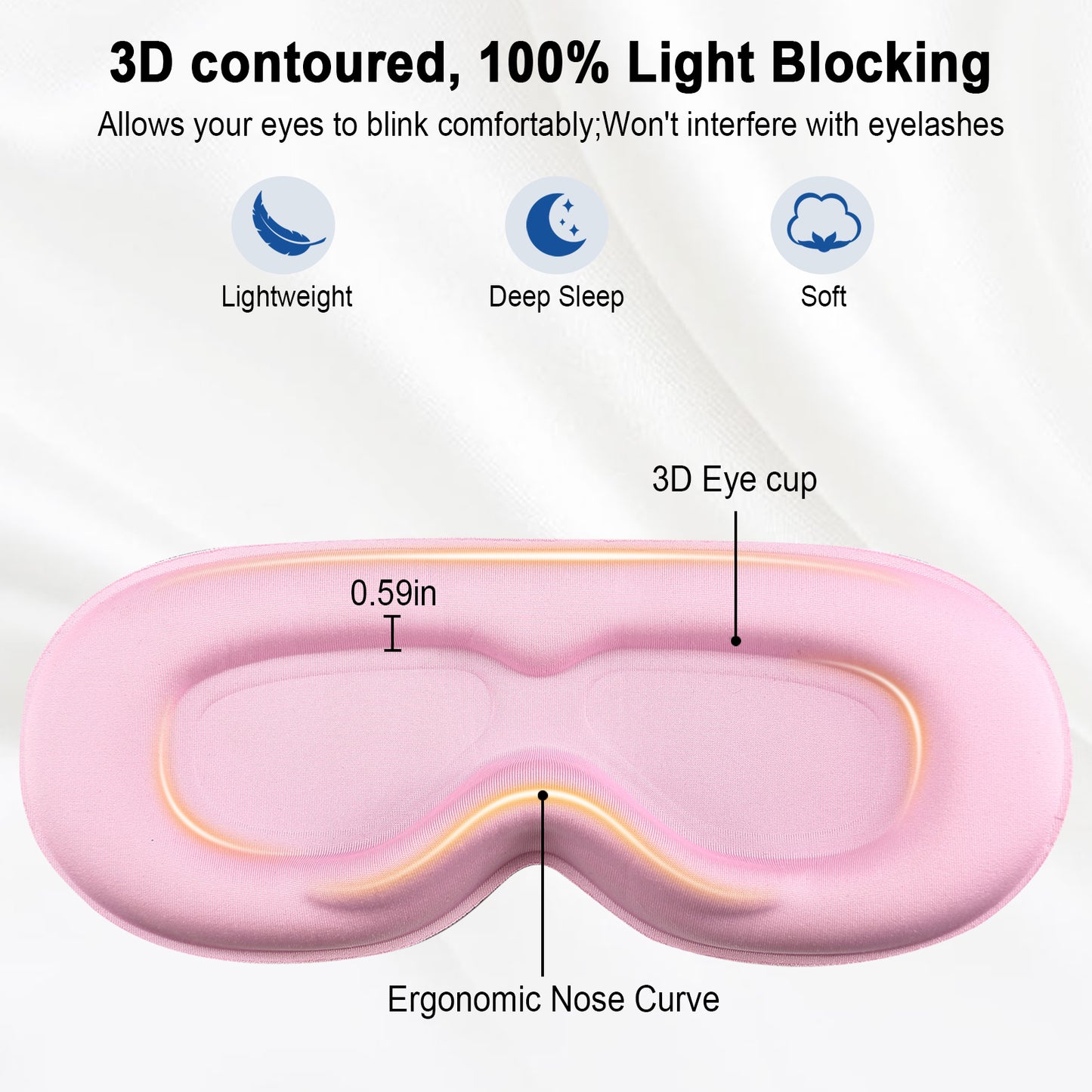 Aptkdoe Sleep Headphones, Sleep Mask with Headphones Bluetooth 5.3 with HD Stereo Speakers for Side Sleepers, Zero Eye Pressure, Adjustable 3D Sleep Eye Mask for Airplane/Travel/Meditation/Nap pink