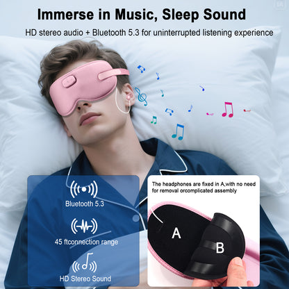 Aptkdoe Sleep Headphones, Sleep Mask with Headphones Bluetooth 5.3 with HD Stereo Speakers for Side Sleepers, Zero Eye Pressure, Adjustable 3D Sleep Eye Mask for Airplane/Travel/Meditation/Nap pink