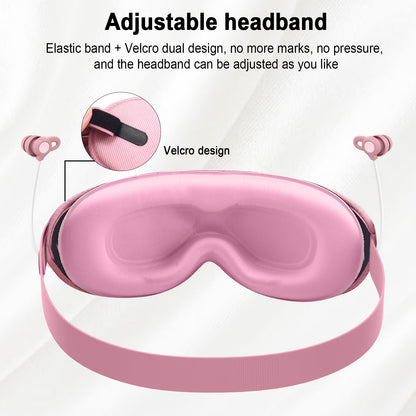 Aptkdoe Sleep Headphones, Sleep Mask with Headphones Bluetooth 5.3 with HD Stereo Speakers for Side Sleepers, Zero Eye Pressure, Adjustable 3D Sleep Eye Mask for Airplane/Travel/Meditation/Nap pink