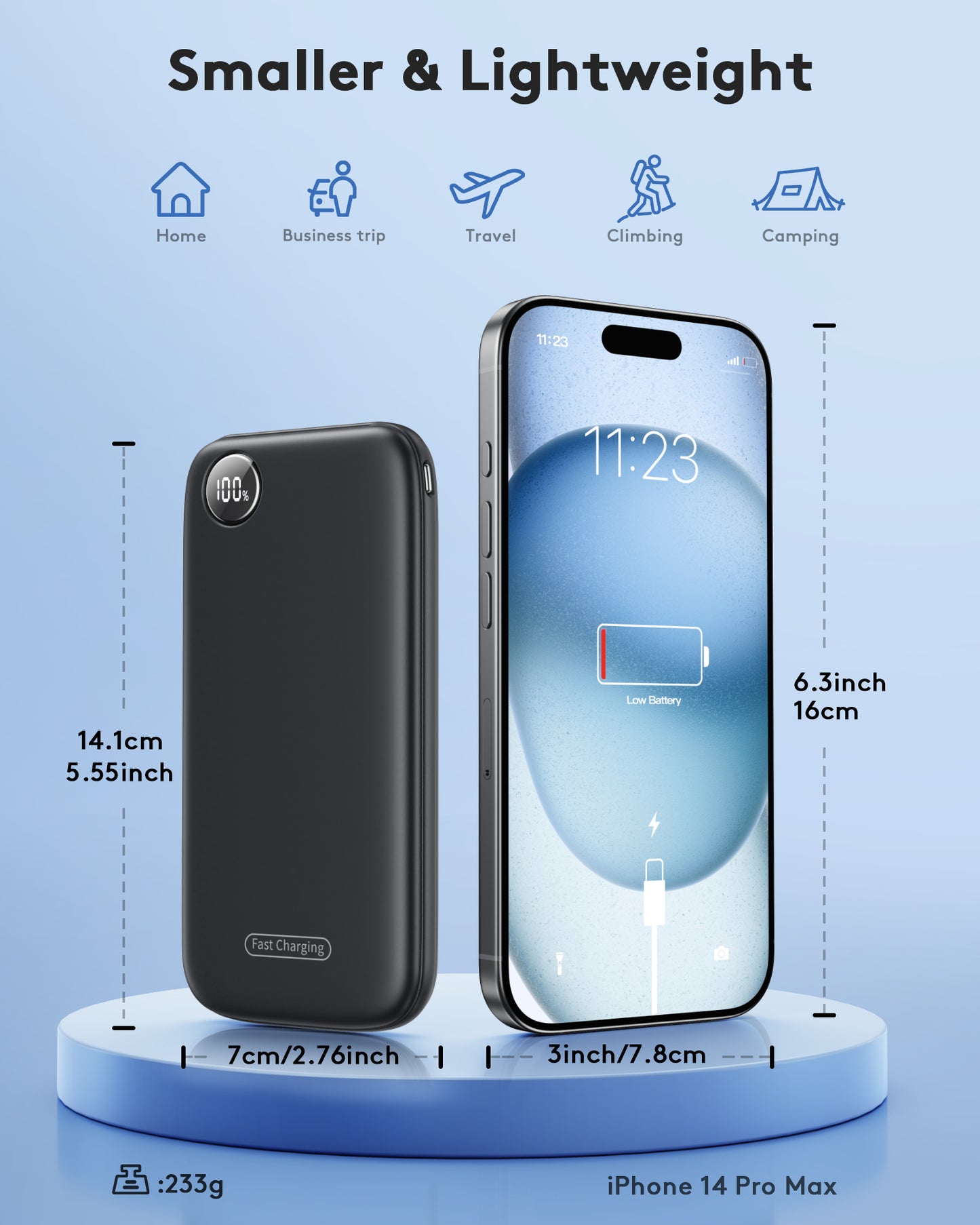 MUGO Fast Charging Power Bank, 10000mah Portable Charger for iPhone, 22.5W USB C in&Out Battery Pack Phone Charger Portable, Slim Powerbank for iPhone 16/15/14 Series, Samsung, Google,Android