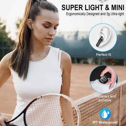 Jxrev Wireless Earbuds, Bluetooth 5.4 Headphones HiFi Stereo, 2025 Wireless Earphones with 4 ENC Noise Cancelling Mics, 40H Playtime Ear Buds with LED Display, IP7 Waterproof Bluetooth Earbuds USB-C Charge