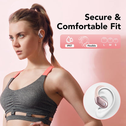 ONYQRA Wireless Earbuds Bluetooth 5.3 Headphones 60hrs Playtime with Digital Display Sports Wireless Headphones with Earhook Deep Bass IPX7 Waterproof Over-Ear Earbuds for Android iOS Workout